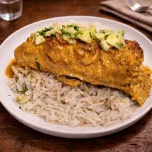 Coconut Curry Salmon Pineapple Salsa