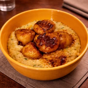 Honey Butter Scallops Polenta
